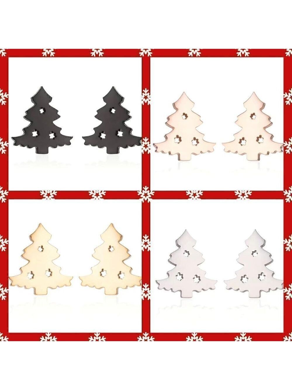 Christmas Tree Stainless Steel Stud Small Earrings #1146